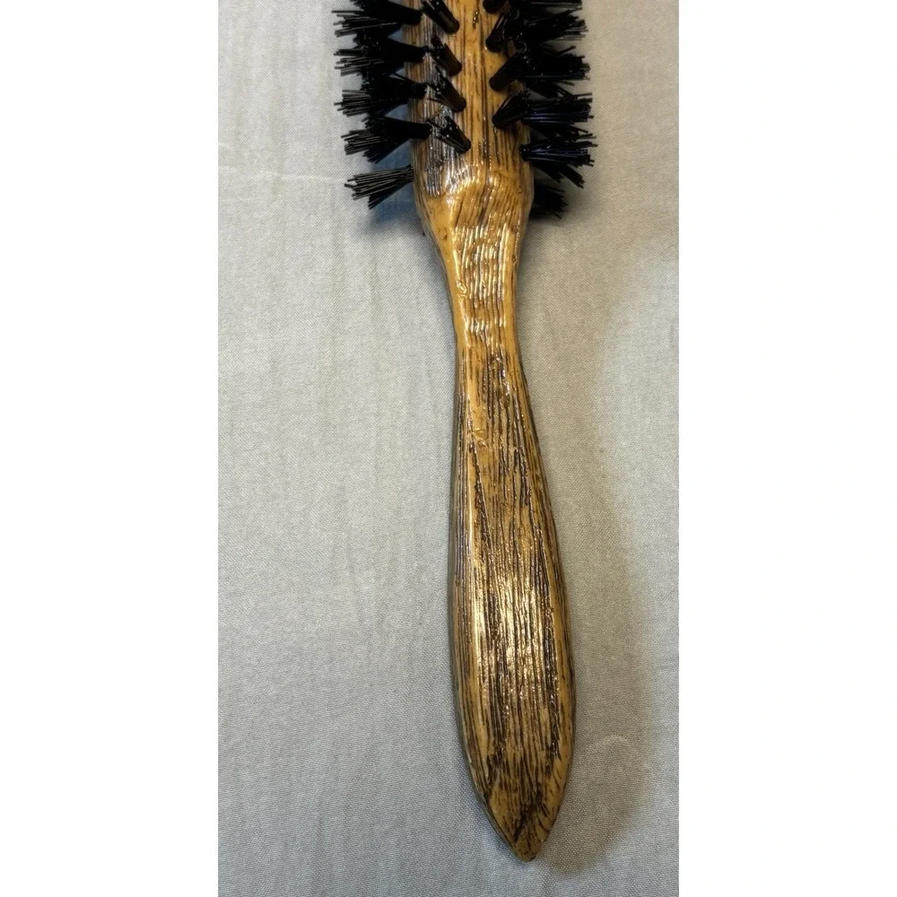 Vintage Goody Round Hair Brush Set Faux Wood Grain Handle